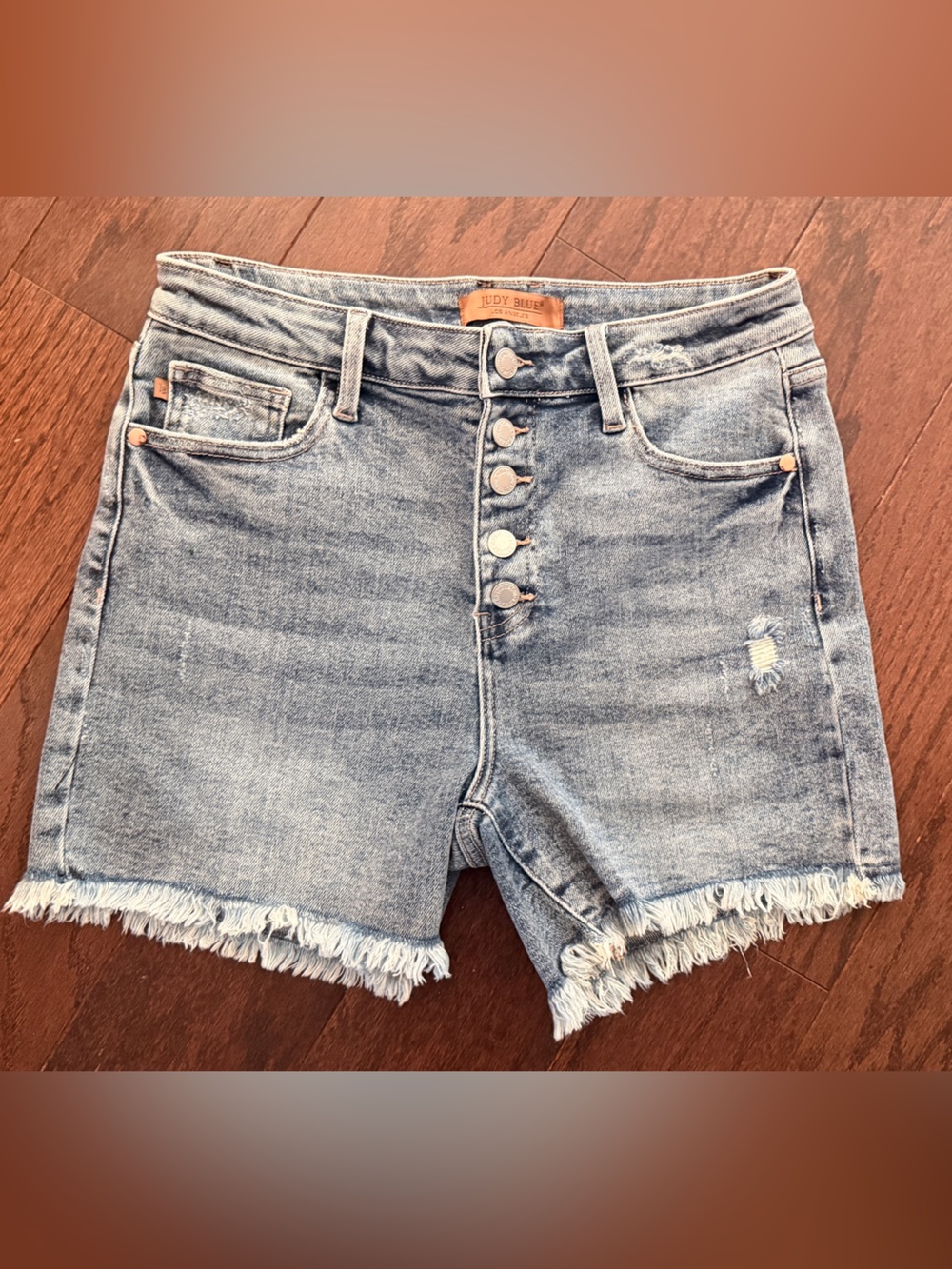 Judy Blue Light Blue High Waist Button-Fly Denim Shorts